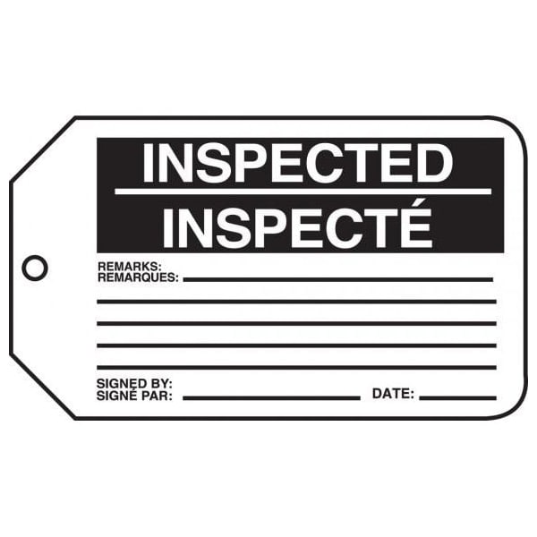 Accuform French Bilingual Safety Tags, INSPECTED, 5.75in x 3.25in, RP-Plastic, 25PK TCF406PTP - main